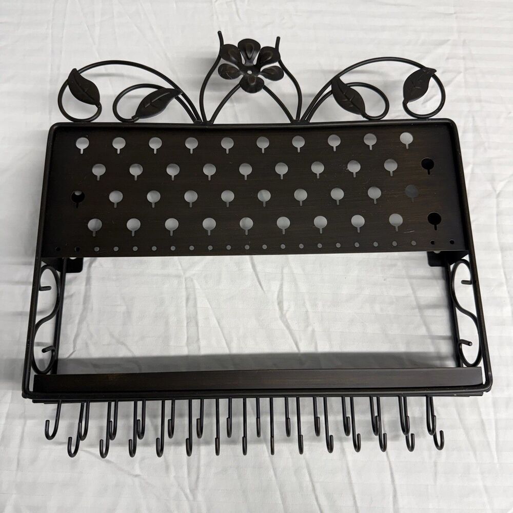 Mango Steam Black Wall Mounted Jewelry & Earring Display Hanger Hooks Shelf
